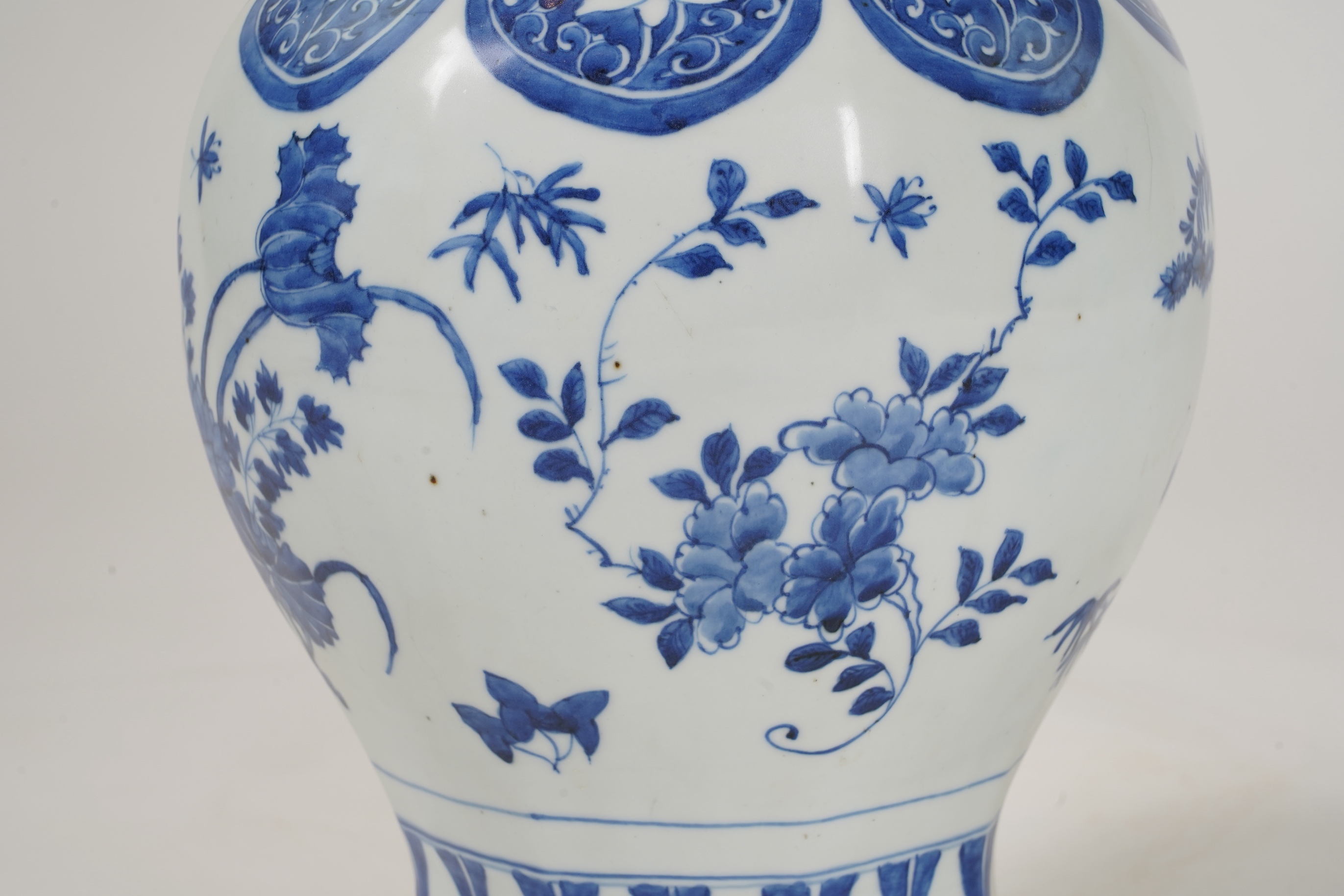 A Chinese blue and white baluster jar, possibly Transitional period